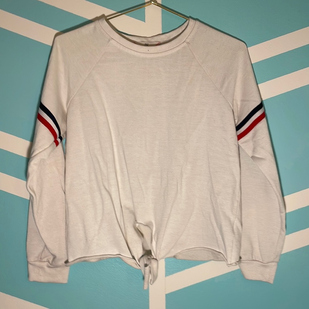 Pink Rose long sleeve crop top with tie detail